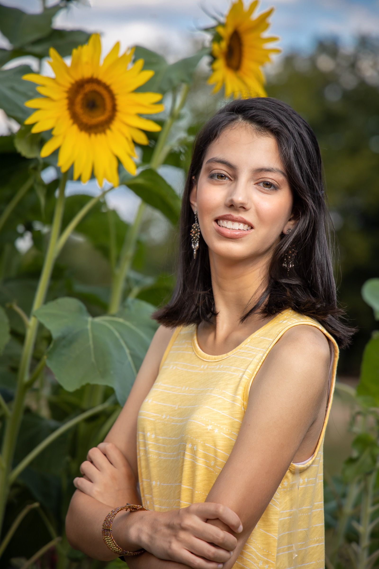 Portrait in fall colors with a light scarf