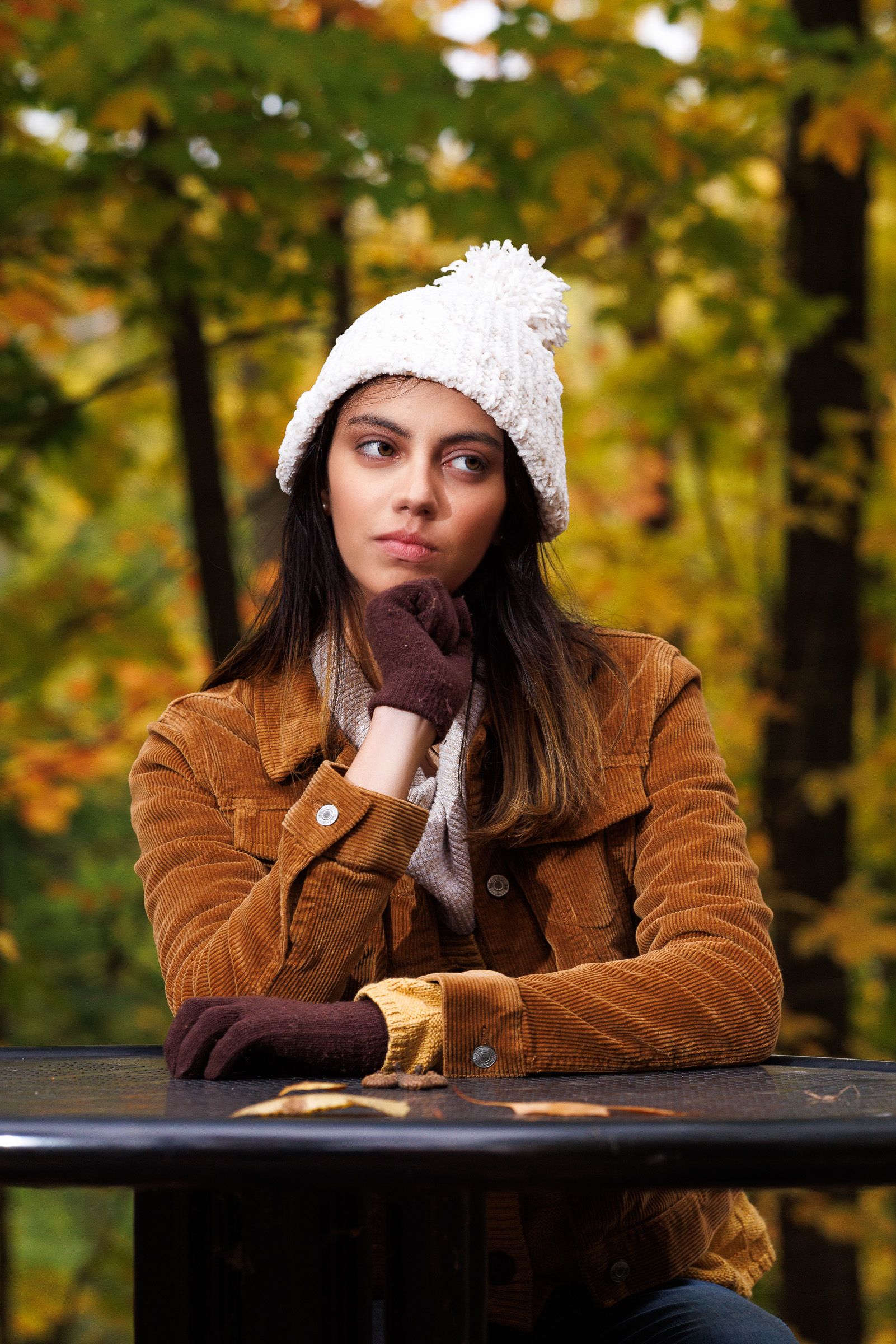 Senior in a winter hat and coat
