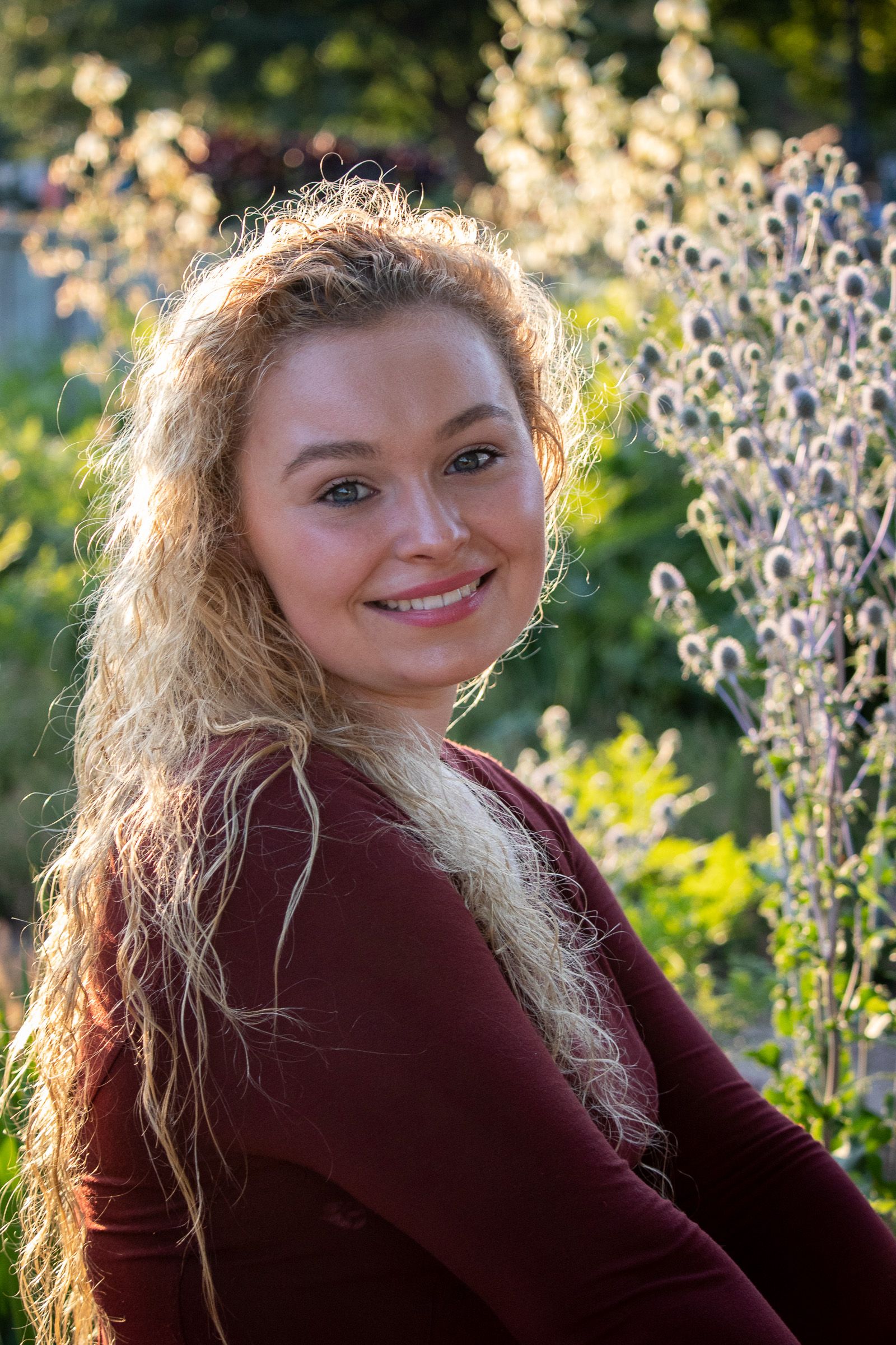 Senior portrait with spring blossoms